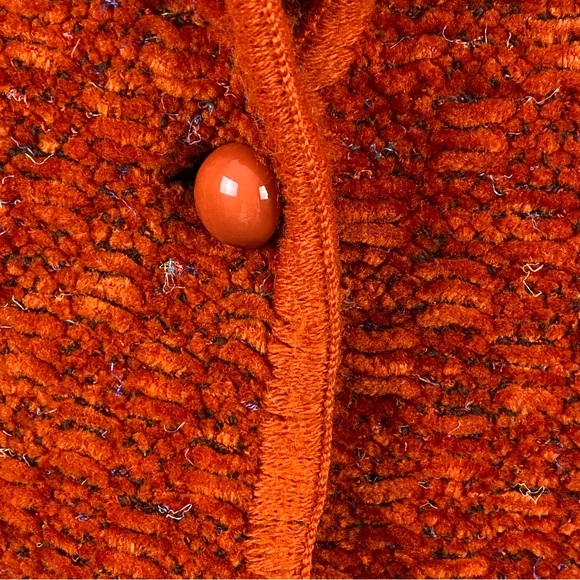 Vintage Mondi Rust Orange Textured Plush Cardigan Shawl Collar Size 36 - Picture 5 of 13